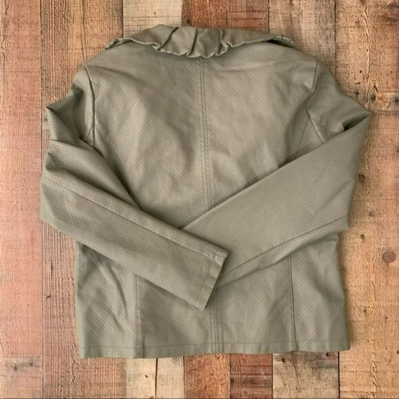 Christopher and banks green faux leather clasp closure lightweight jacket - L - Picture 6 of 9